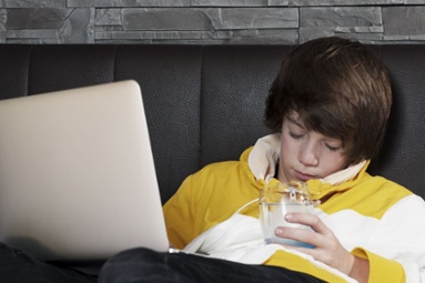 Teen Falling Asleep Doing Schoolwork Image